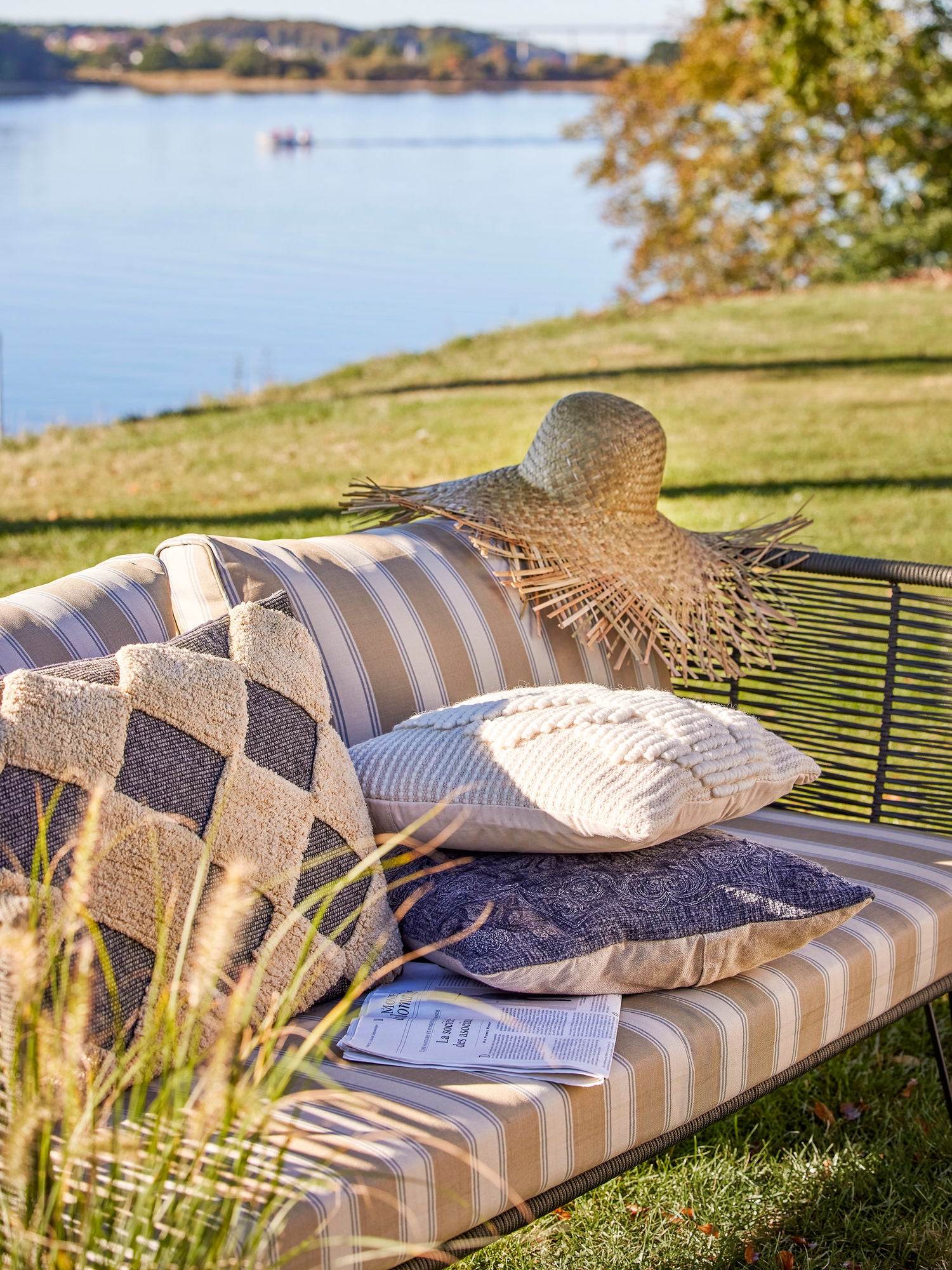 Mundo Garten Sofa Grün Handgewebtes Seil und Pulverbeschichtetes Metallgestell