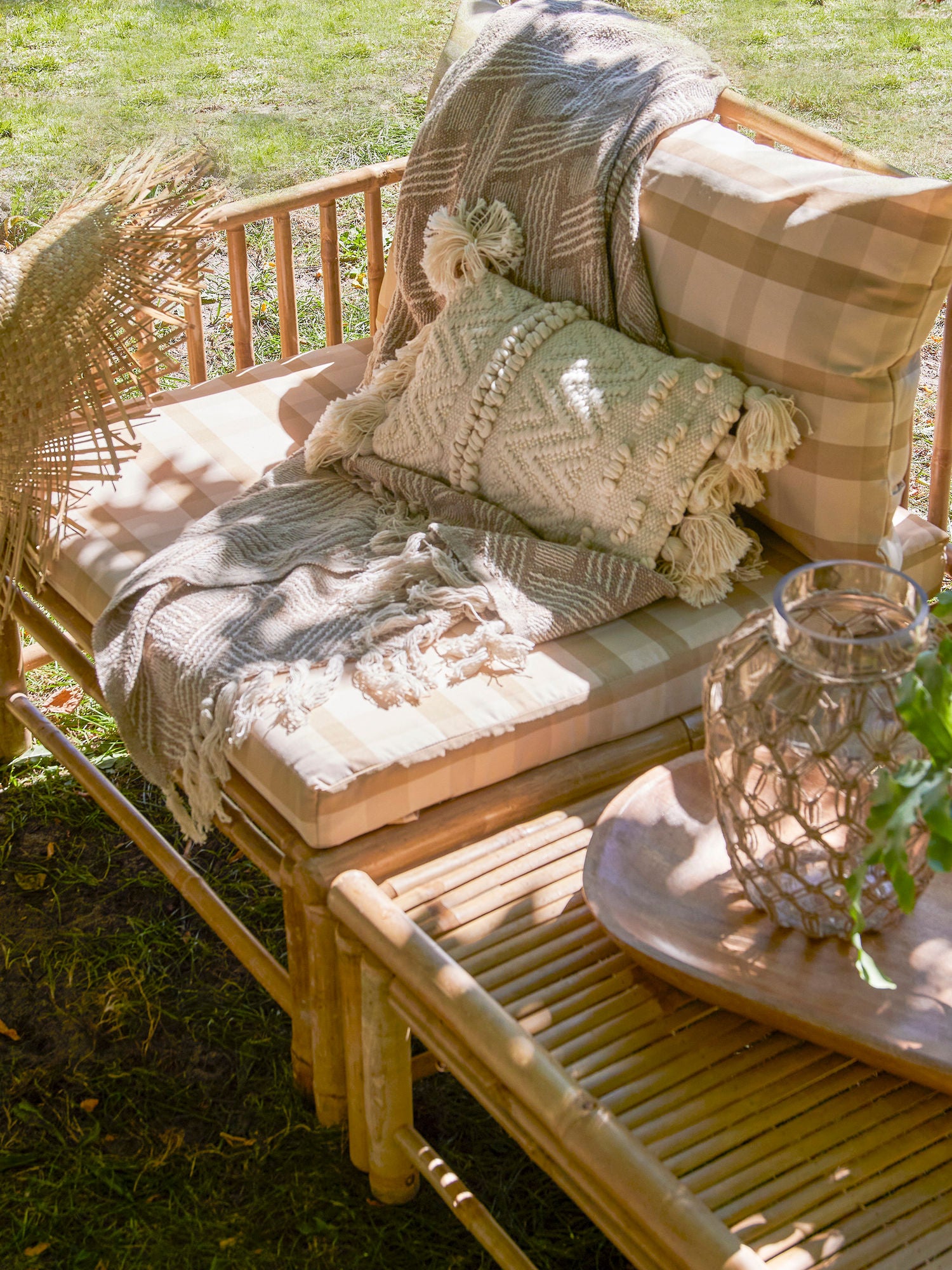 Korfu Modul-Sofa Linke Ecke Natur Bambus Vielseitige Outdoor Garnitur