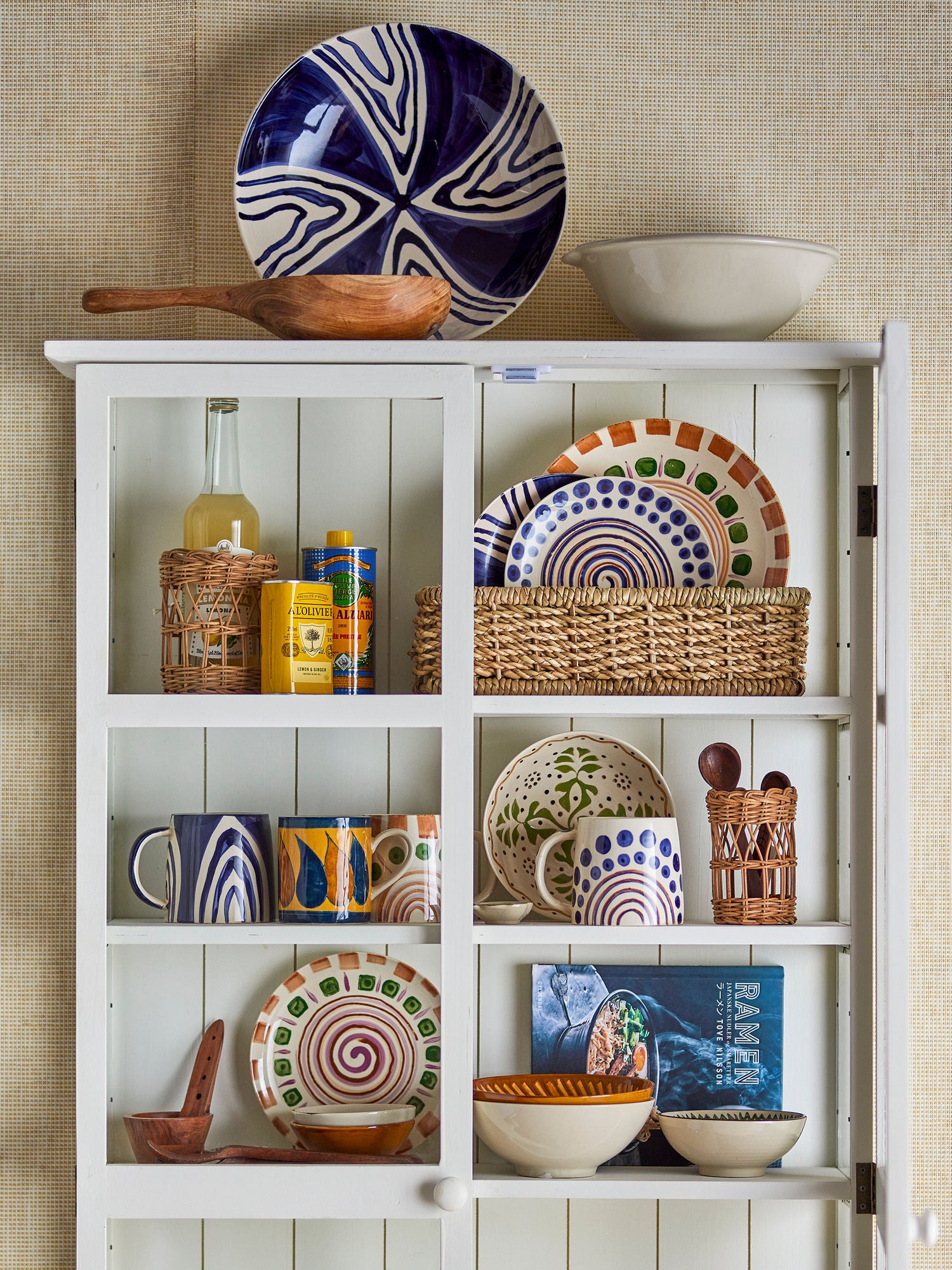 Shama Schale Blaues Steingut Handbemalt mit Musterung für Tischdeko