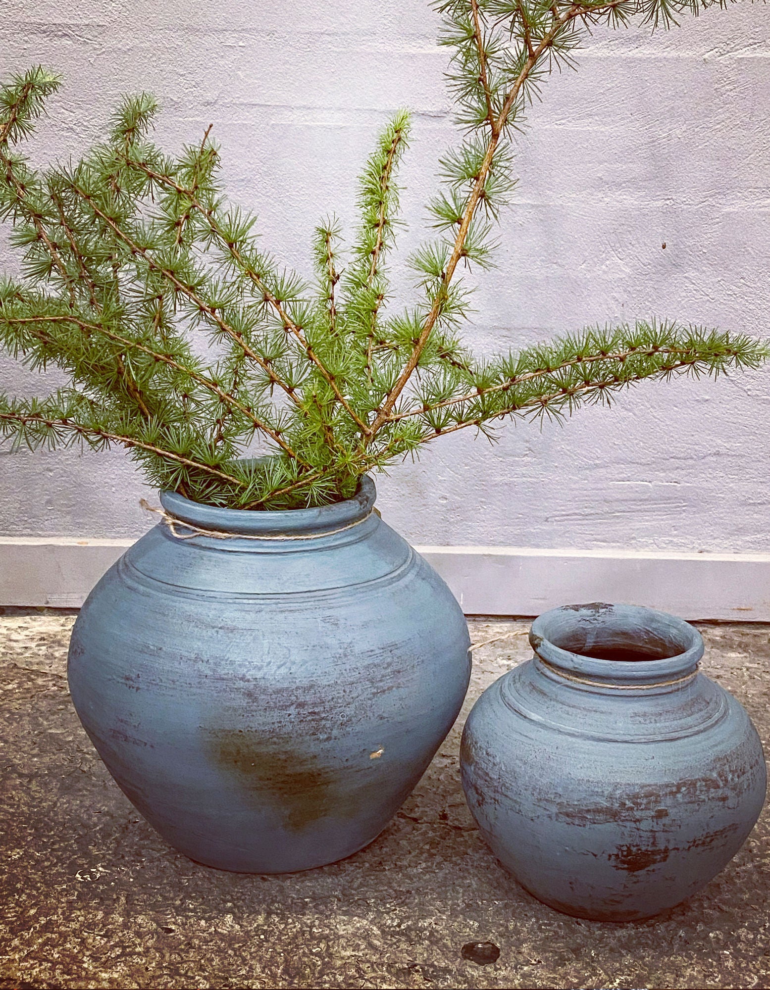 BLÅ Handgefertigte Vase – Unikat aus Ton-Zement-Mix in Blau