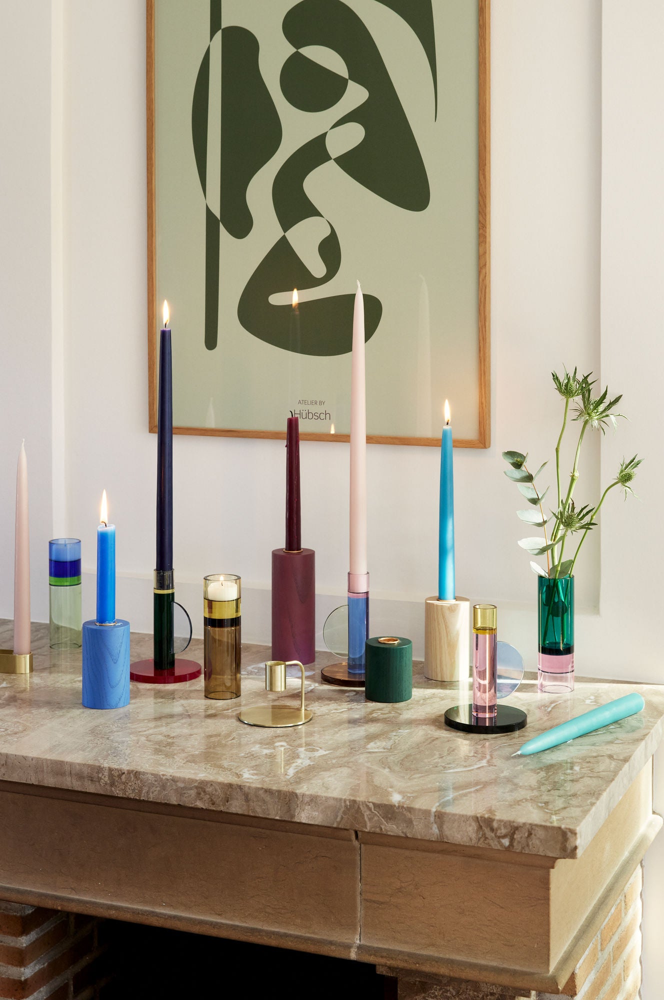 Astro Kerzenhalter – Grün, aus Kristallglas