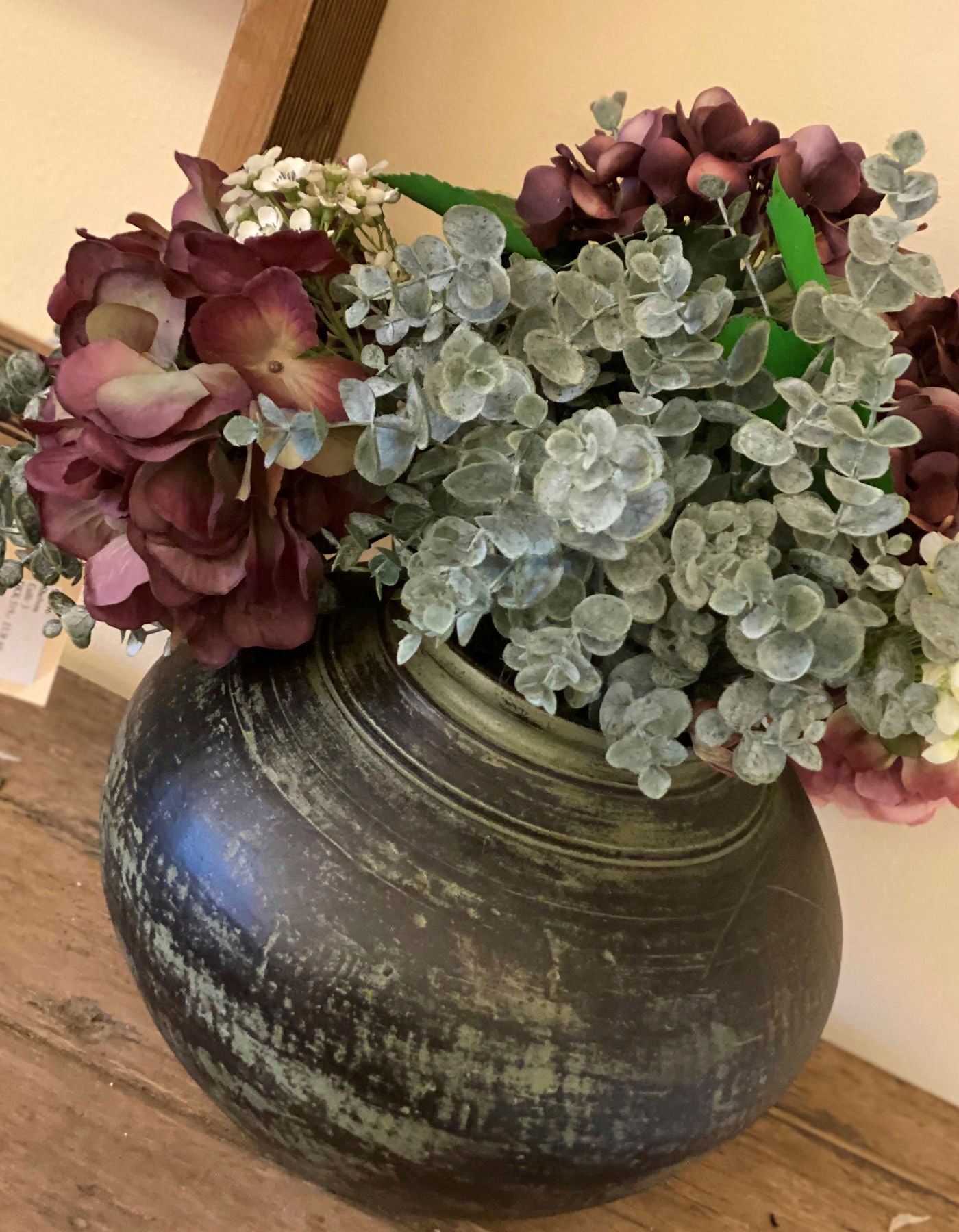 Handgefertigter Vase Krug, Grün, Ton-Zement-Mix