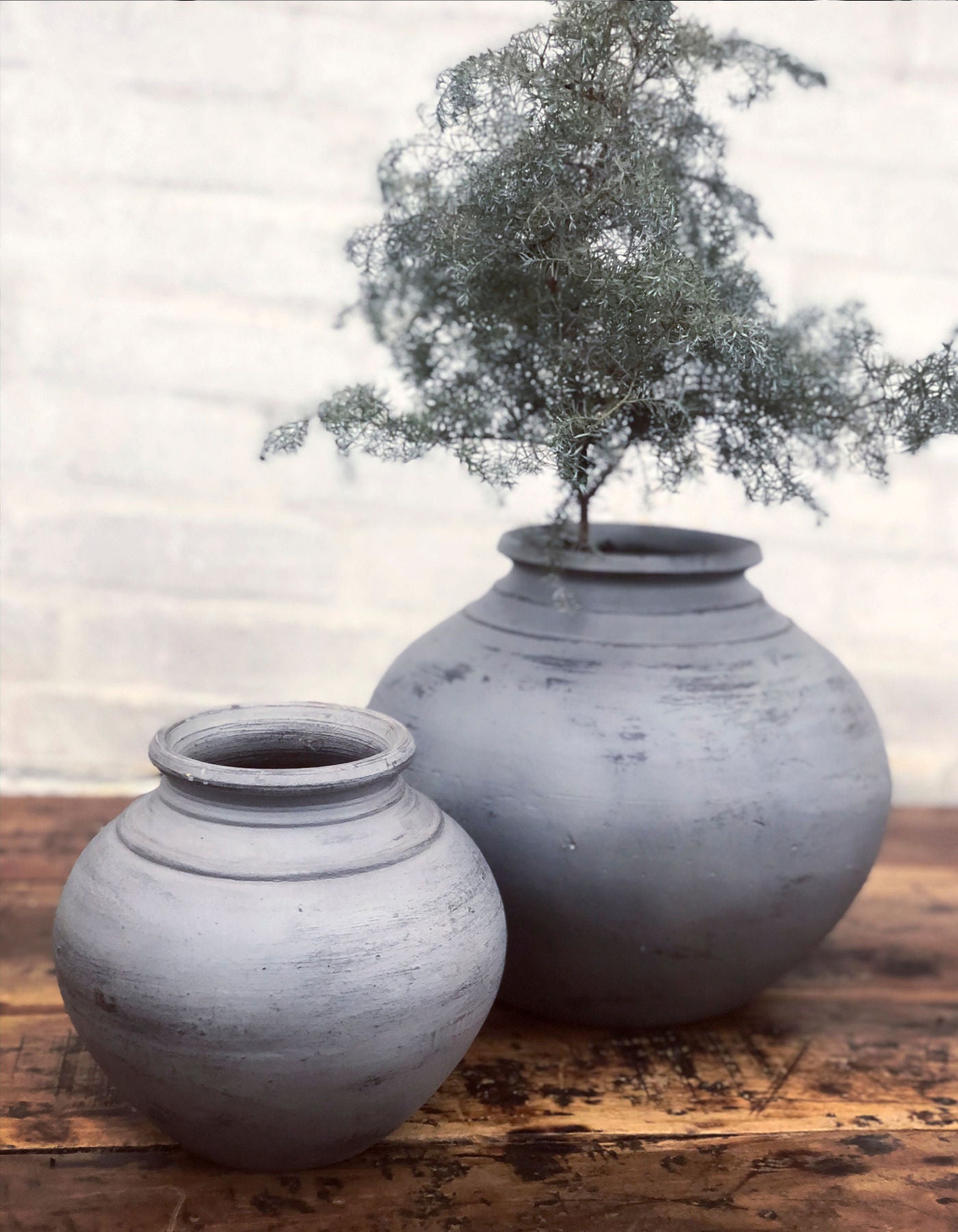 GRÅ Handgefertigter Vase Krug, Grau, Ton-Zement-Mix