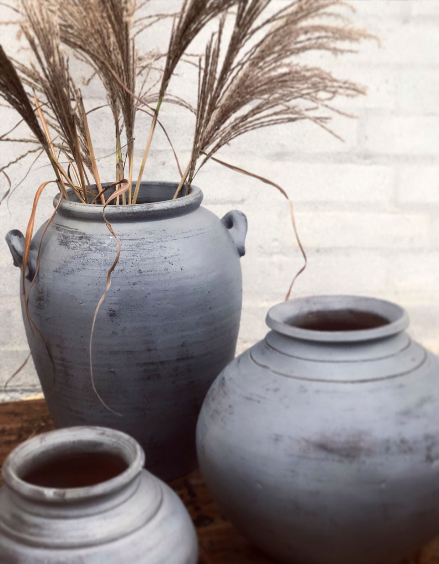 GRÅ Handgefertigter Vase Krug, Grau, Ton-Zement-Mix