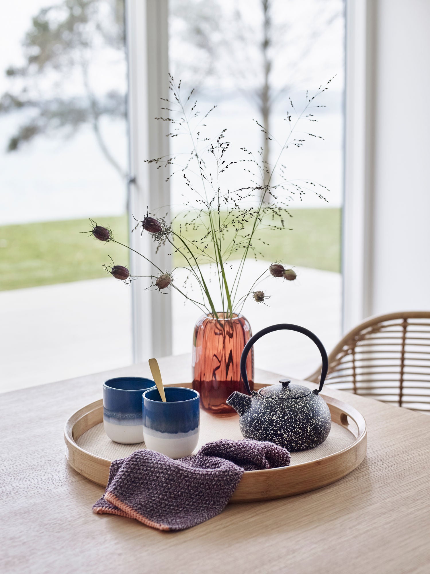 Canvas Tabletts Runde Naturfarben (2er Set)