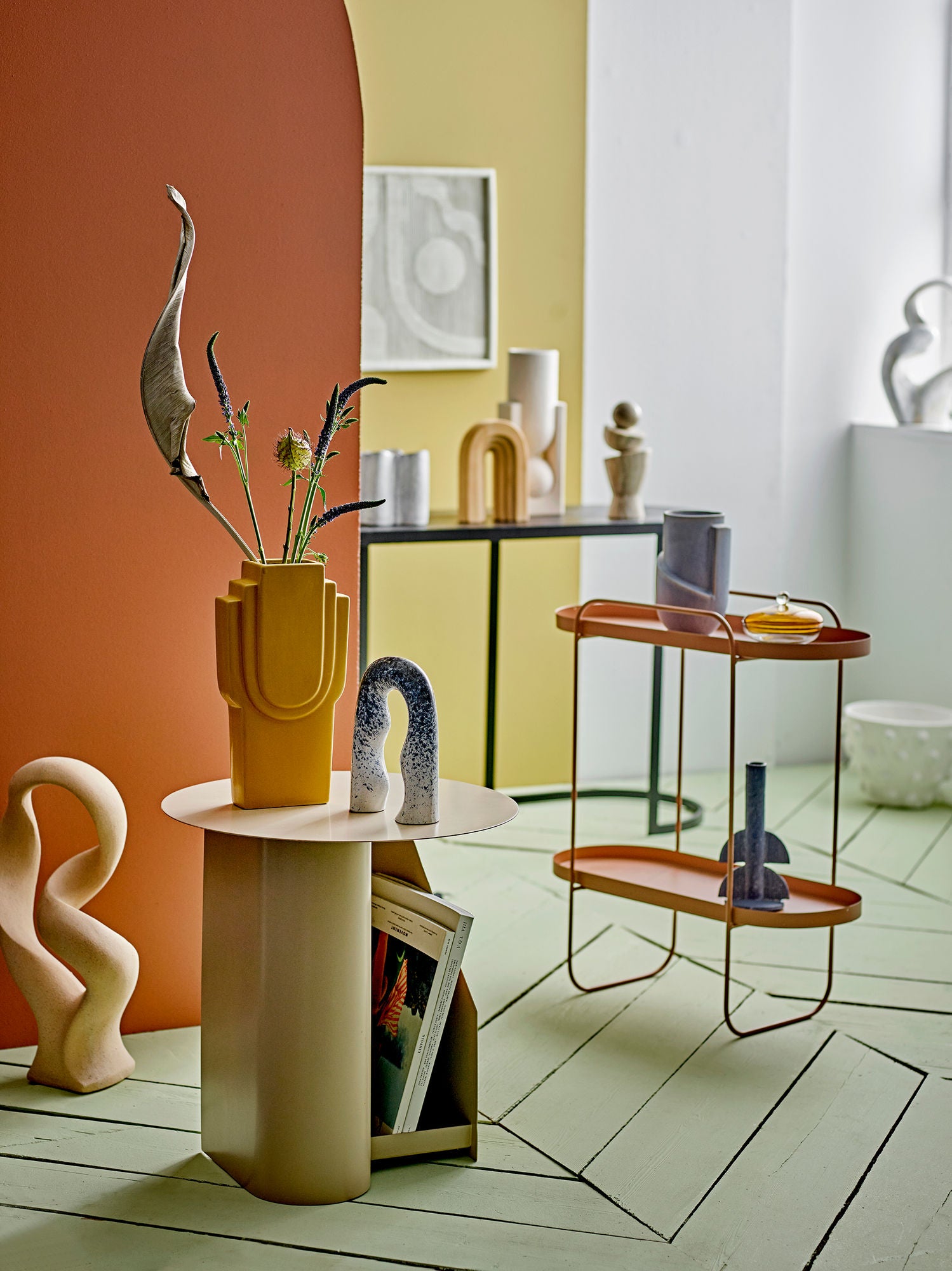 Berhan Steingut Skulptur Natur Deko Großes Raum Statement Stück für Wohnzimmer und Einrichtung