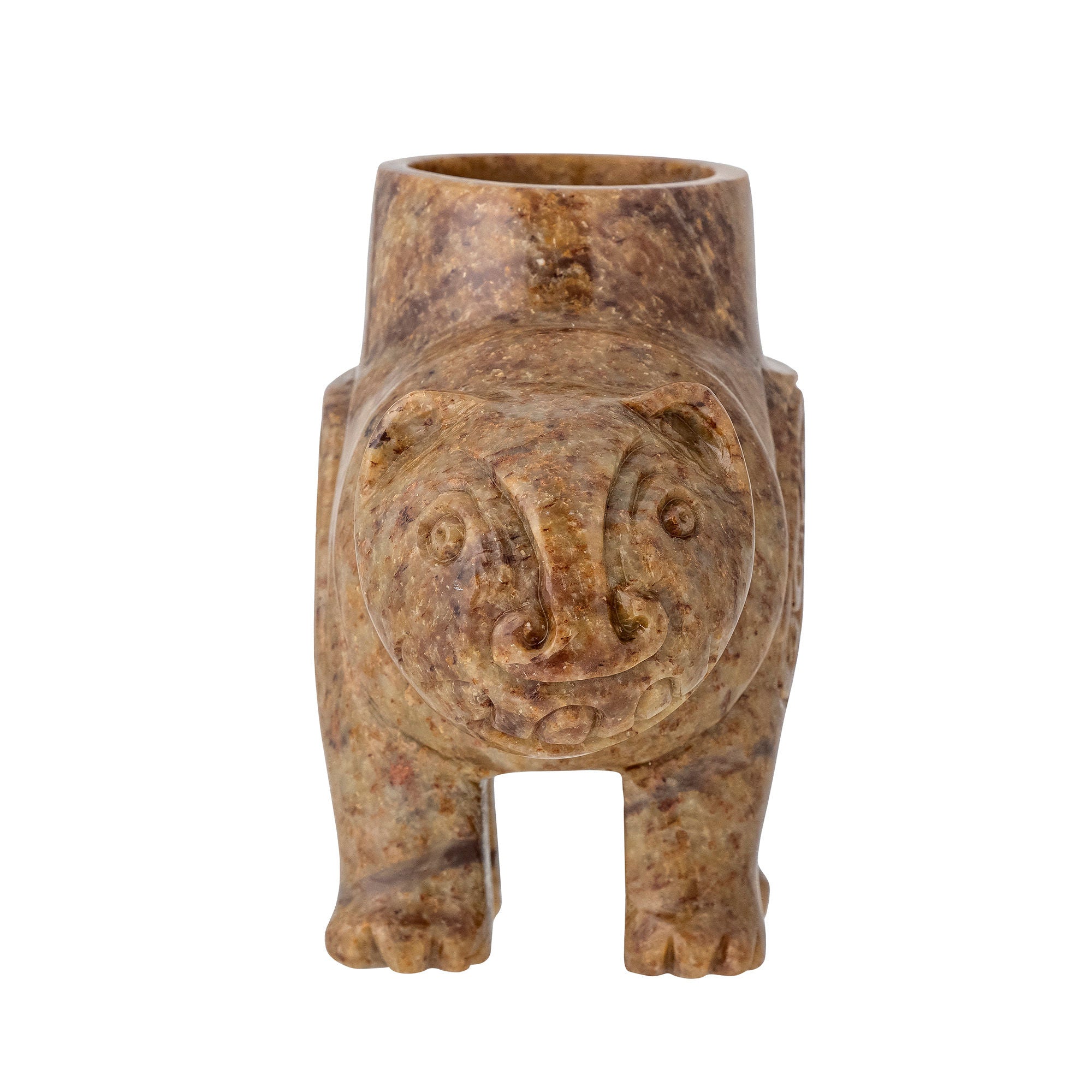 Novia Teelichthalter Speckstein Braun Warme Maserung und Behagliche Lichtstimmung