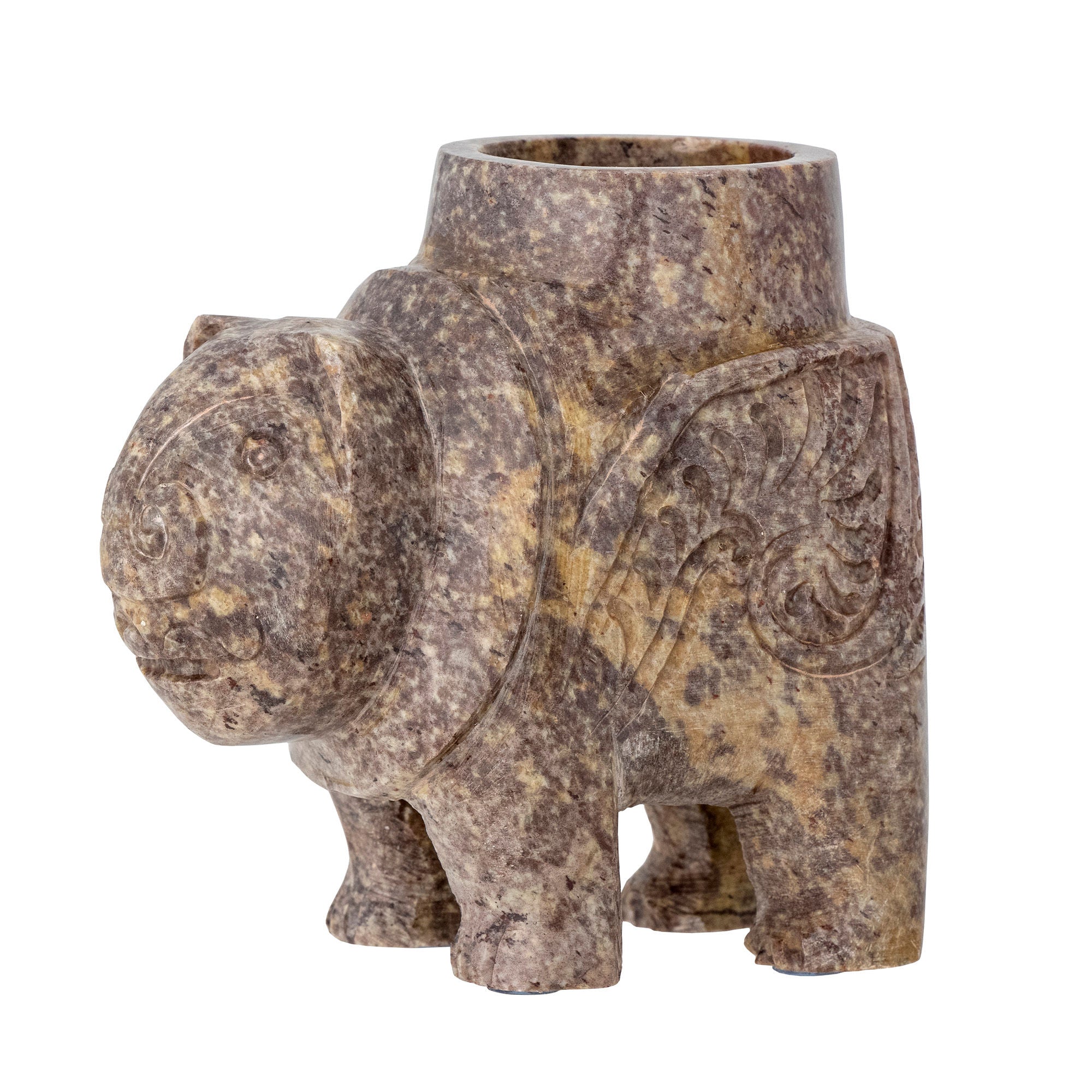 Novia Teelichthalter Speckstein Braun Warme Maserung und Behagliche Lichtstimmung