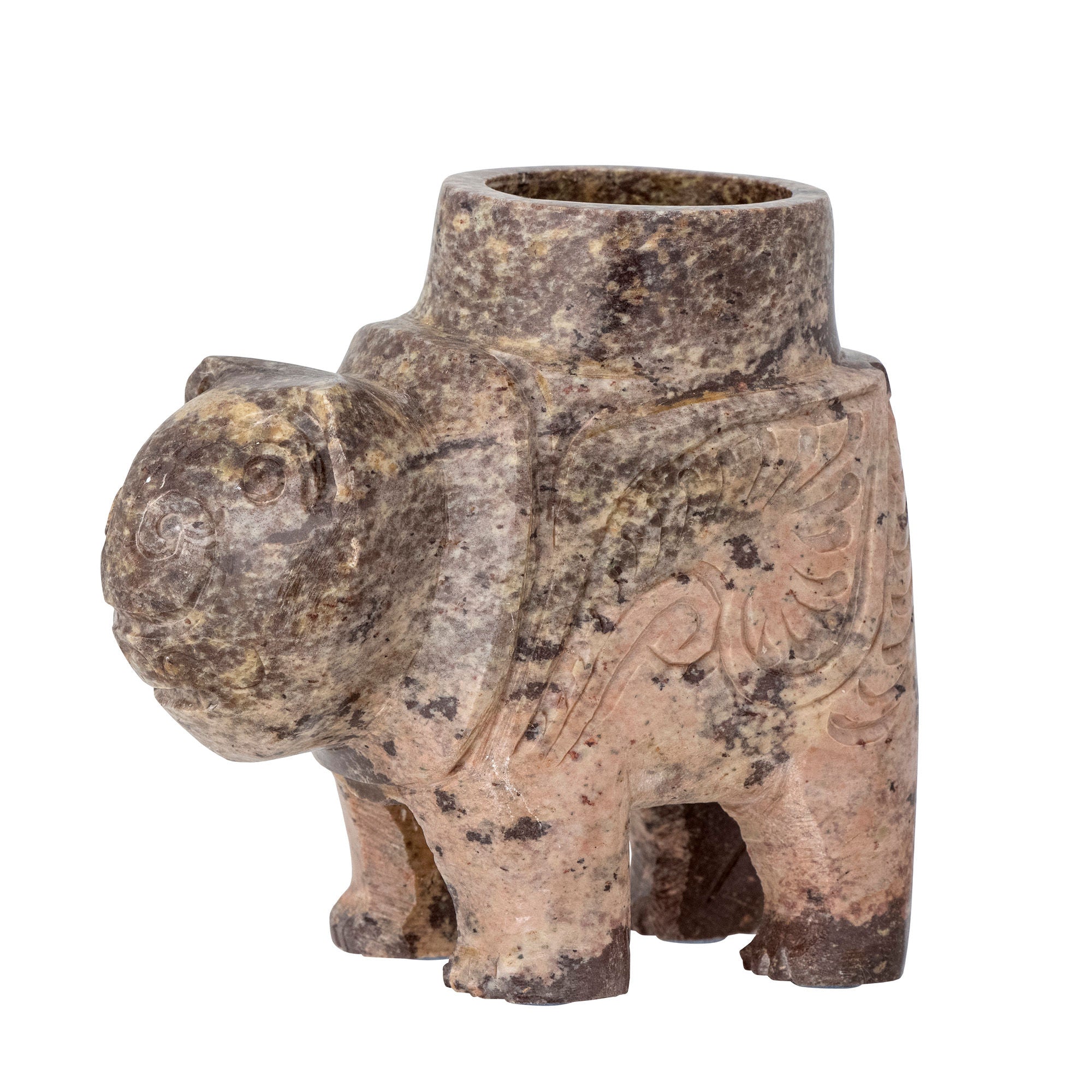 Novia Teelichthalter Speckstein Braun Warme Maserung und Behagliche Lichtstimmung