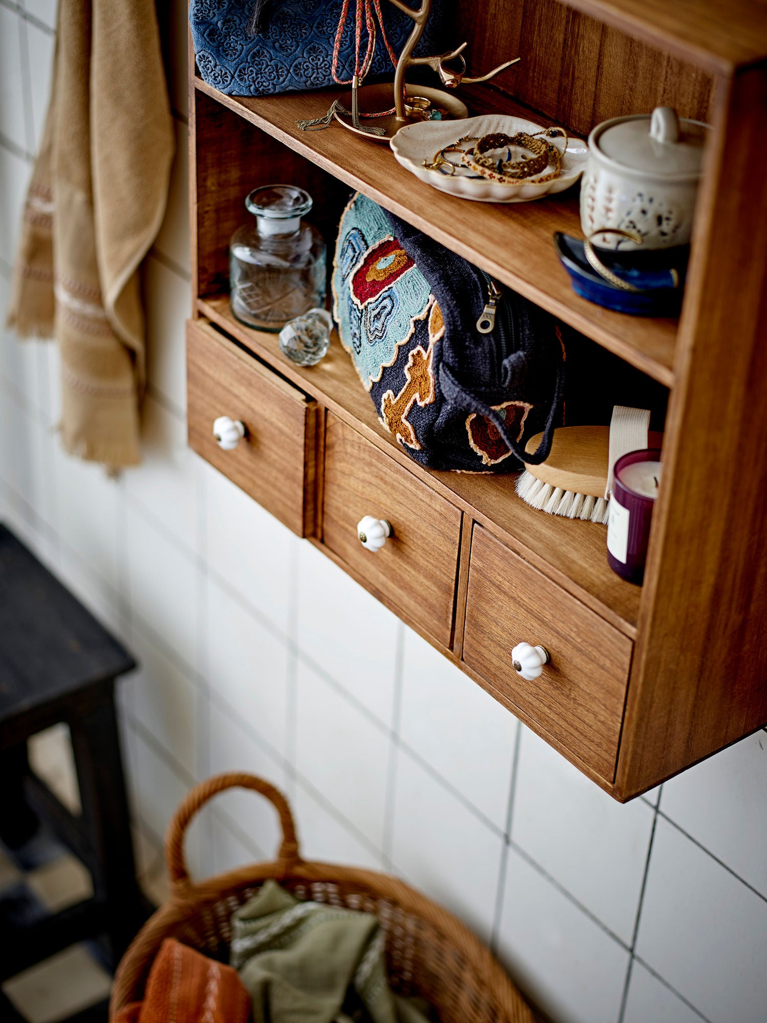 Bari Kosmetiktasche Aus Baumwolle mit Farbenfrohen Muster und Viel Stauraum