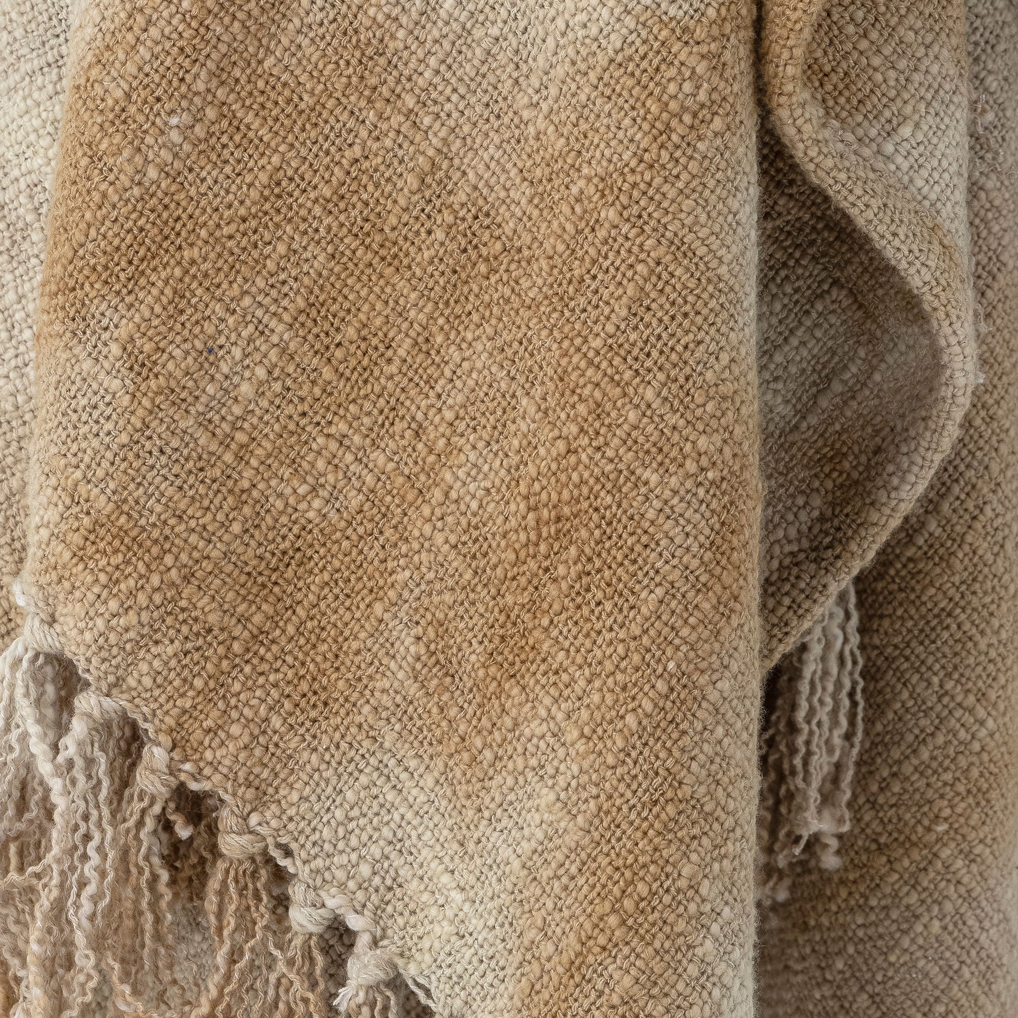 Thelma Baumwolle Decke Gelb mit Tie Dye Muster und Fransen Gemütlich