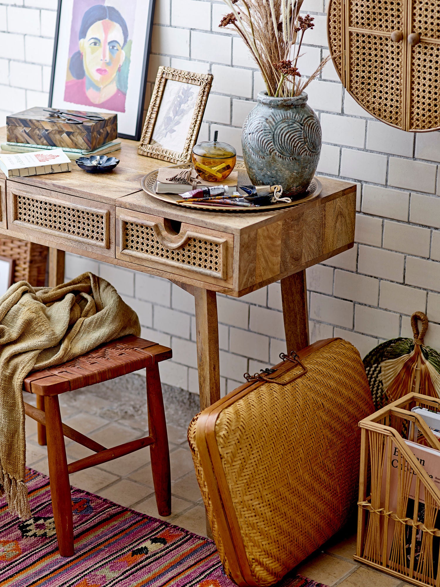 Thelma Baumwolle Decke Gelb mit Tie Dye Muster und Fransen Gemütlich