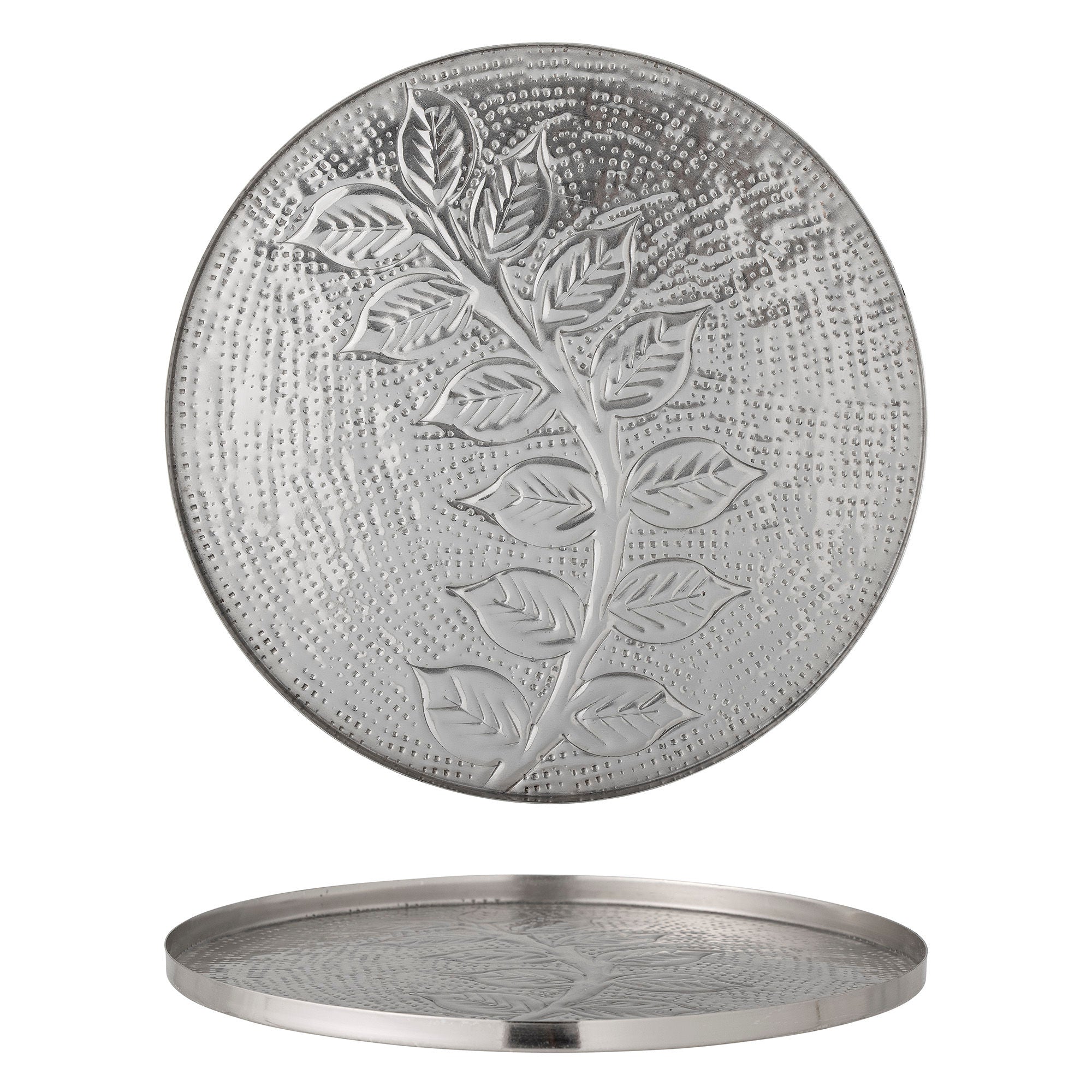 Leila Tablett Silber Metall Elegantes Blumenmotiv für Moderne Wohnakzente