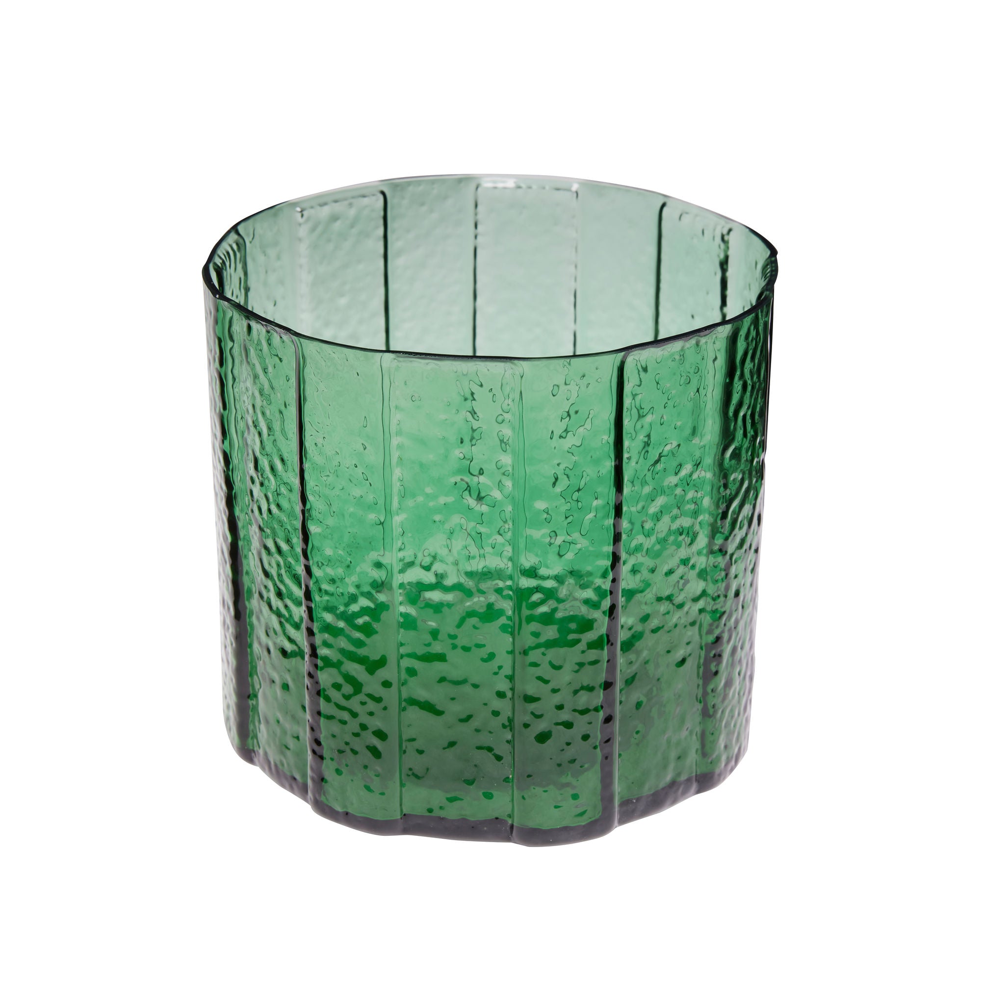 Emerald Große Vase aus strukturiertem Glas – Smaragdgrün & leuchtend schön