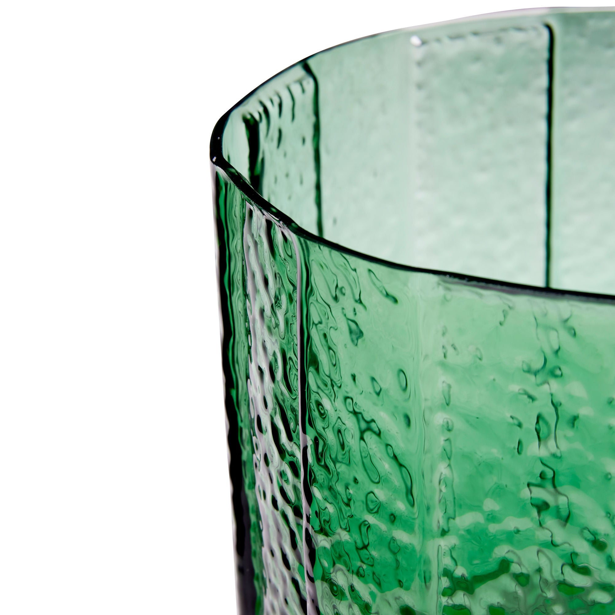 Emerald Große Vase aus strukturiertem Glas – Smaragdgrün & leuchtend schön