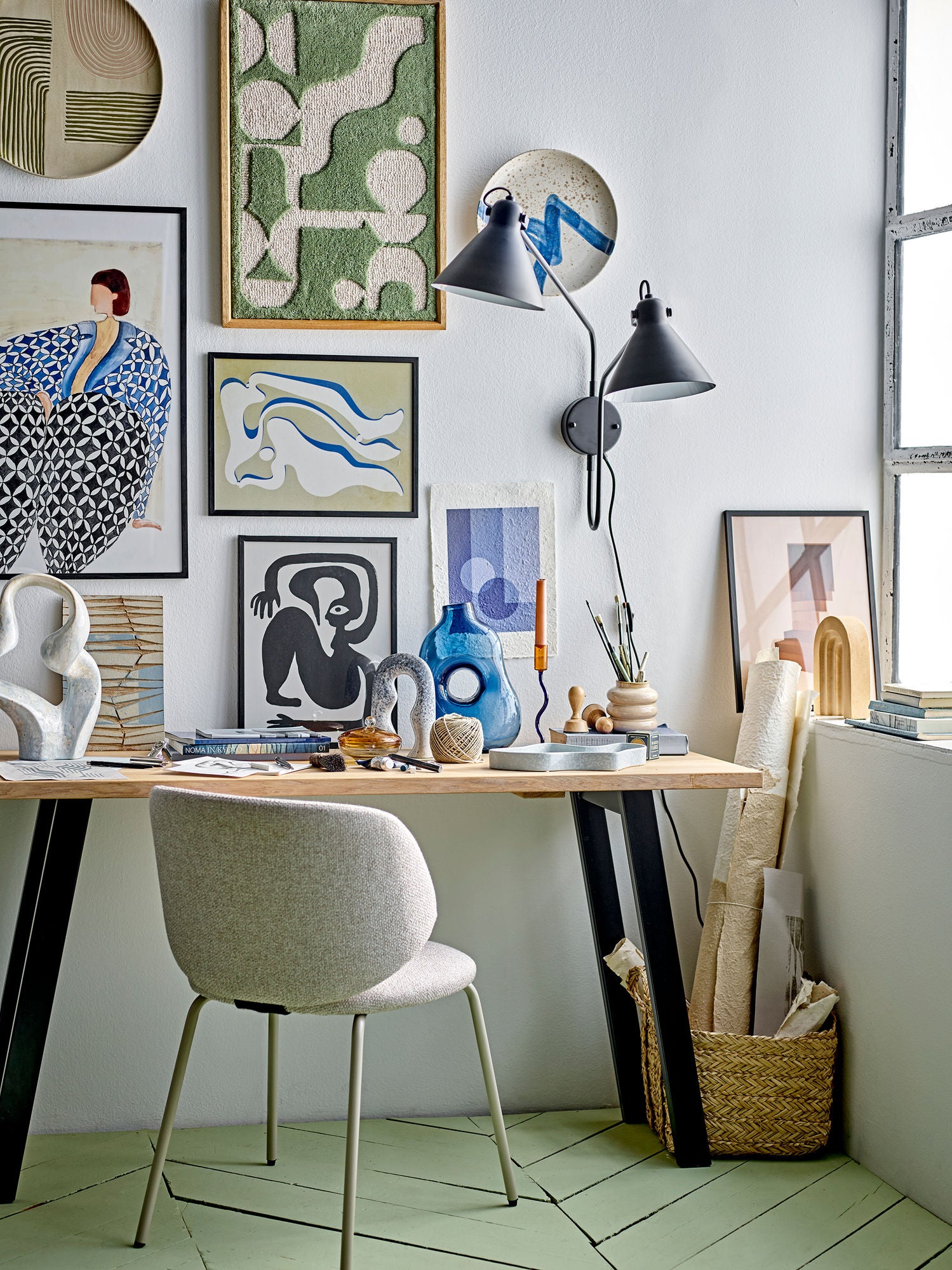 Rouyi Deko Skulptur Grau Steingut Ruhiges Design mit Warmer Glasur