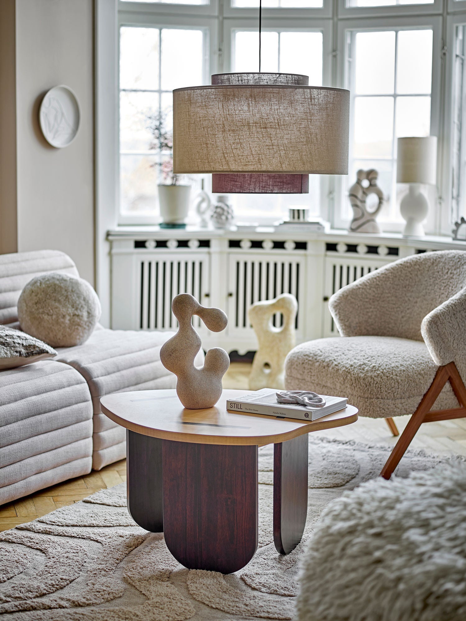 Elaine Baumwoll Teppich Natur Handgewebt mit Weichem Flormuster und Warmer Farbgebung für Wohnzimmer