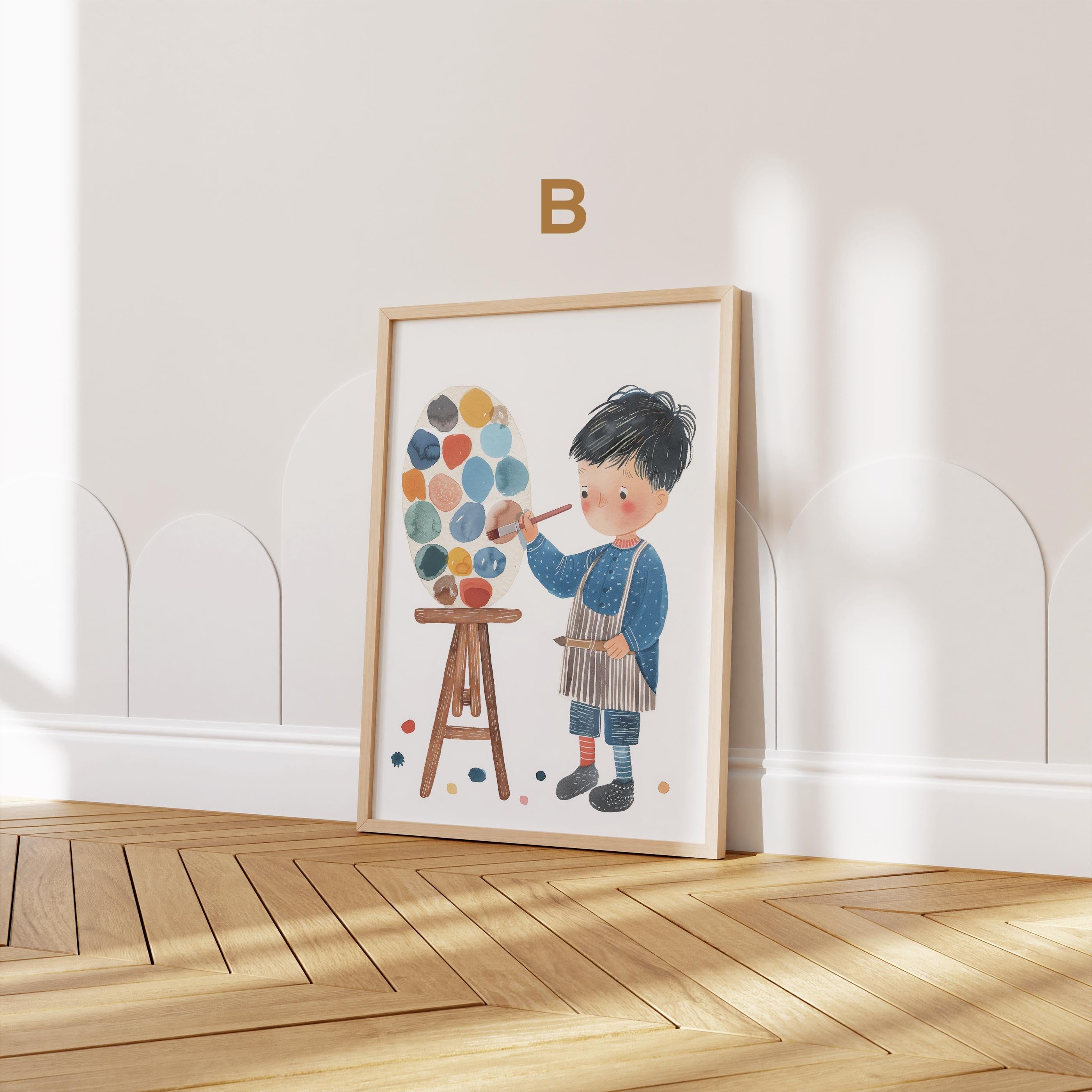 Poster Kinderzimmer Aquarell · Junge Wissenschaftler · Mädchen Künstlerin · Mutter umarmt Kind Kunst Bilder · Wand Deko · ohne Rahmen-2